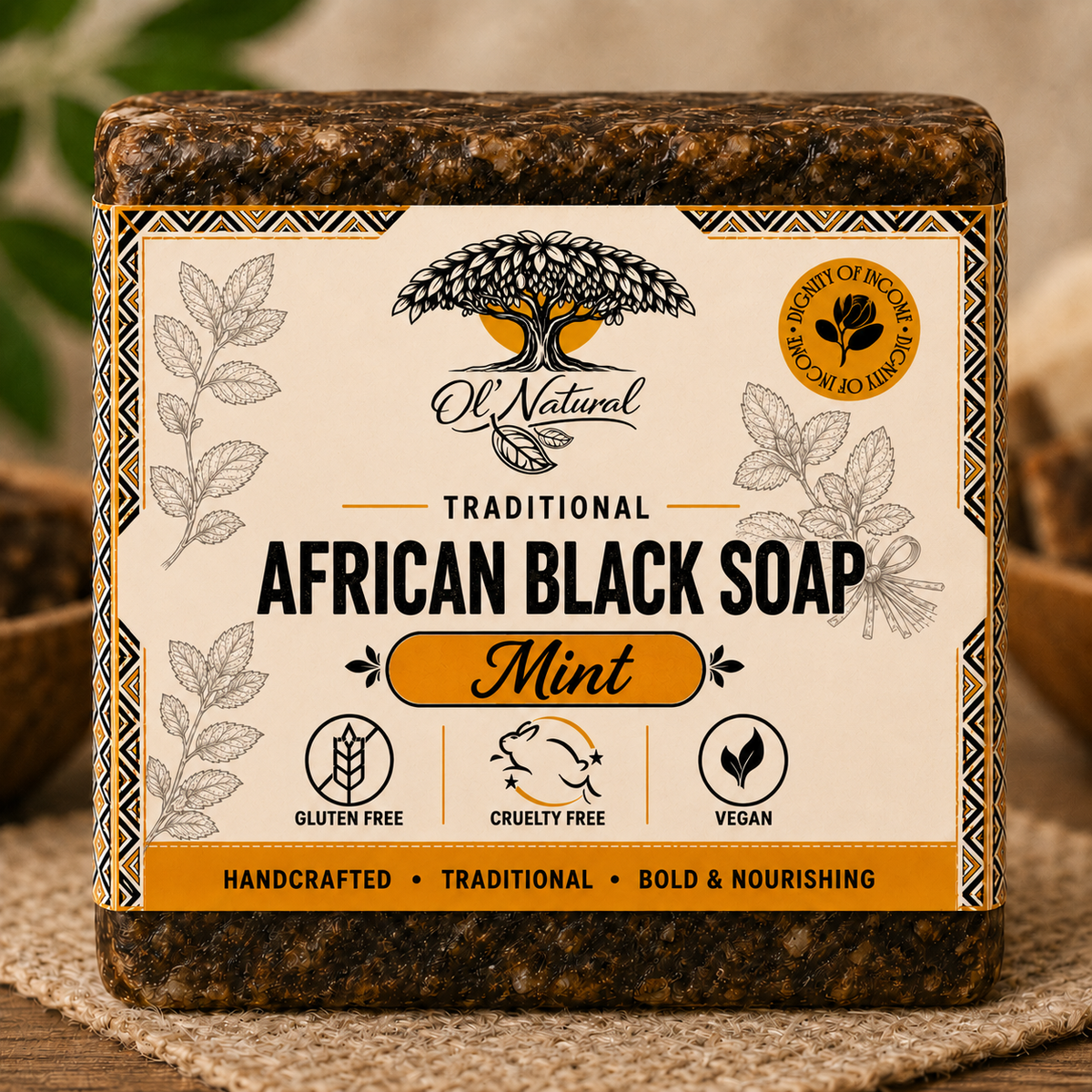 Ol’ Natural African Black Soap Bar