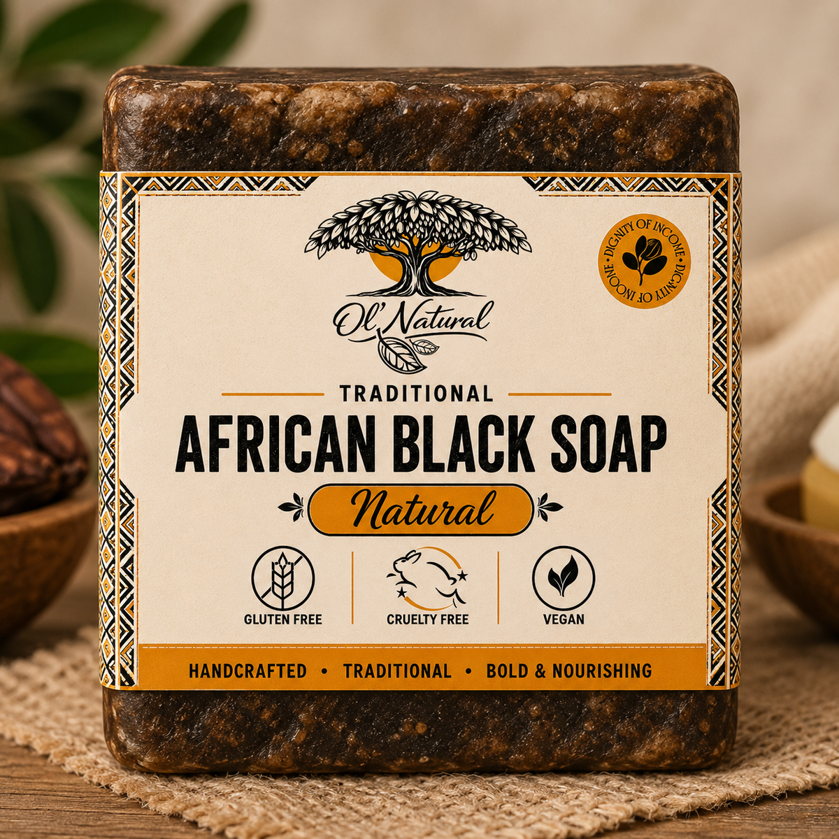 Ol’ Natural African Black Soap Bar