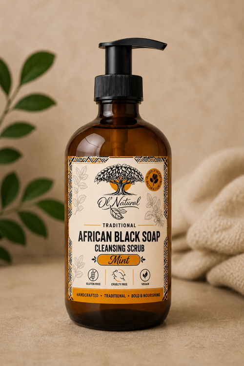 Ol' Natural African Black Soap Cleansing Scrub (Glass)