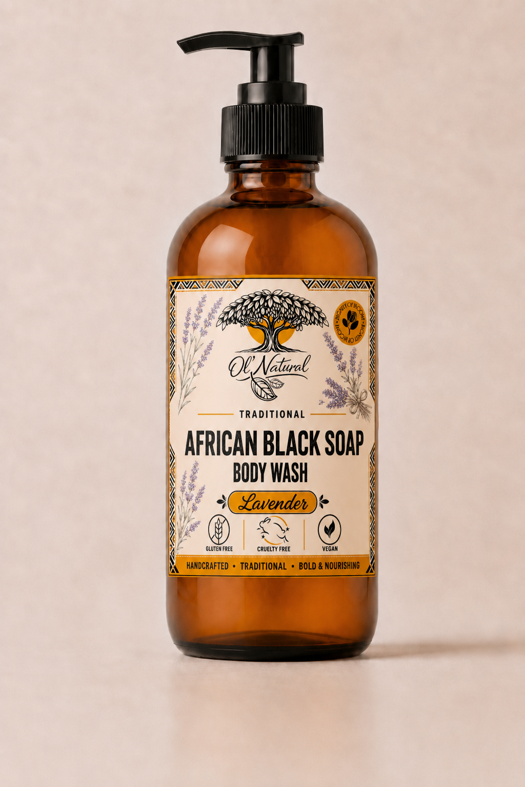 Ol’ Natural African Black Body Wash (Glass)